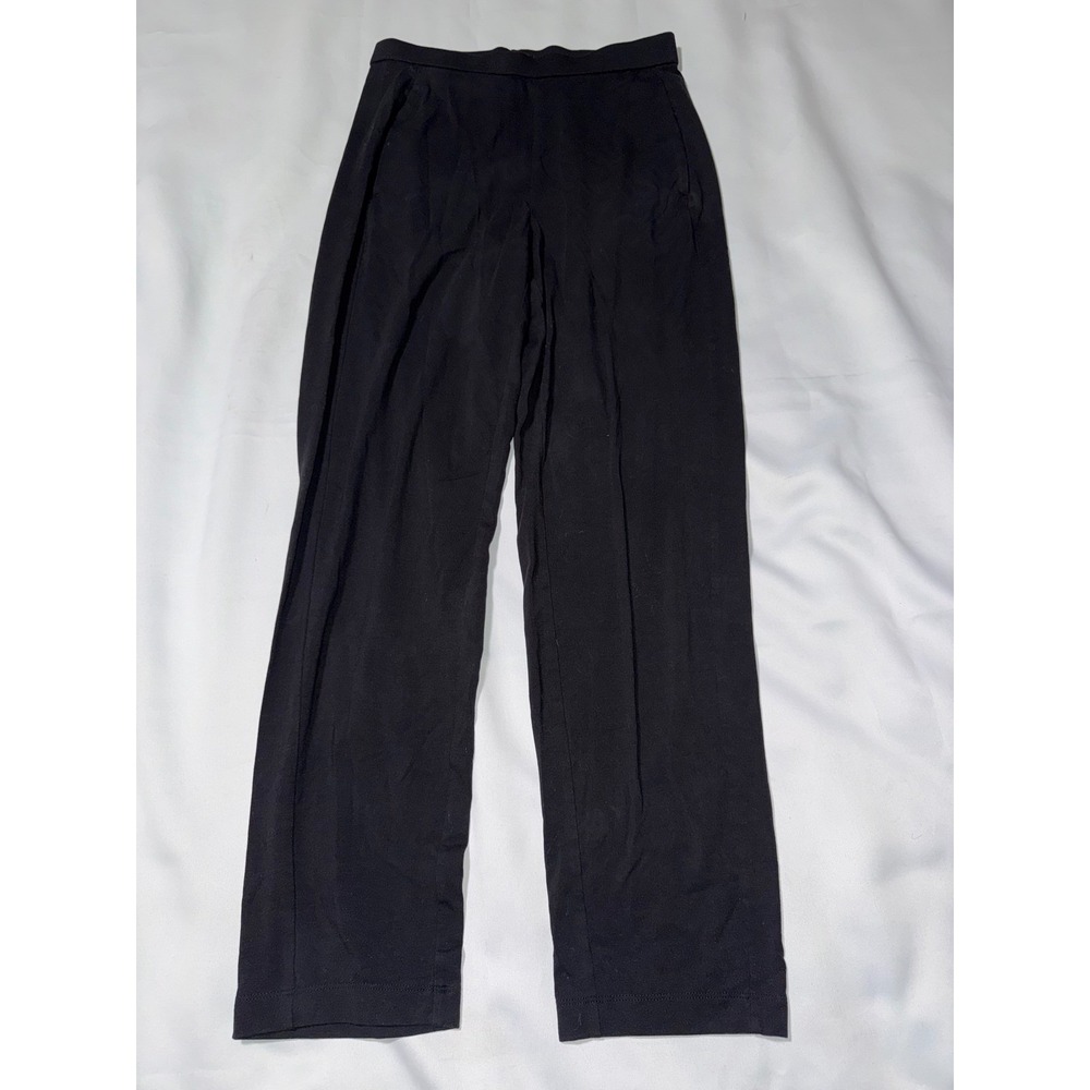 Eileen Fisher Black Jersey Knit Pull‎ On Straight Leg Pants Womens XS Pockets